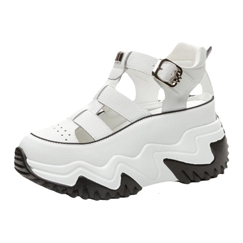 Openwork Hidden Heel Thick Sole Sandals for Women 2025 Summer New Versatile Trendy Petite Breathable Casual Women's Shoes