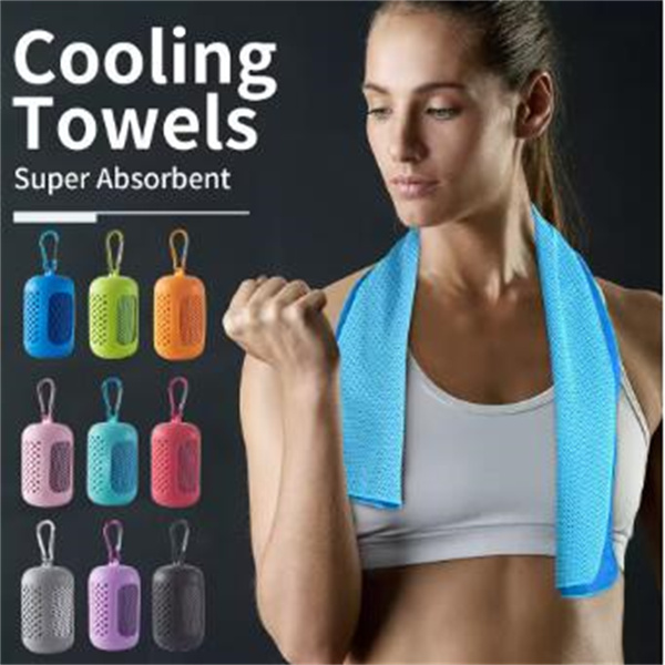 Portable Mini Silica Gel Set Cold Towel Quick Drying Breathable Chilly Sweat Absorption Sports Cooling Towel Running Yoga Gym