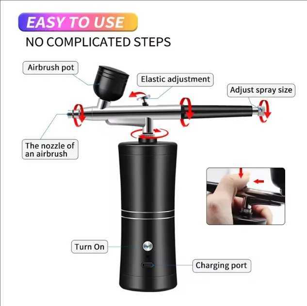 Portable Airbrush Gun Oxygen Facial Treatment and Nail Sprayer Beauty Equipment for Skin Hydration Revitalization Facial Care XJ250607