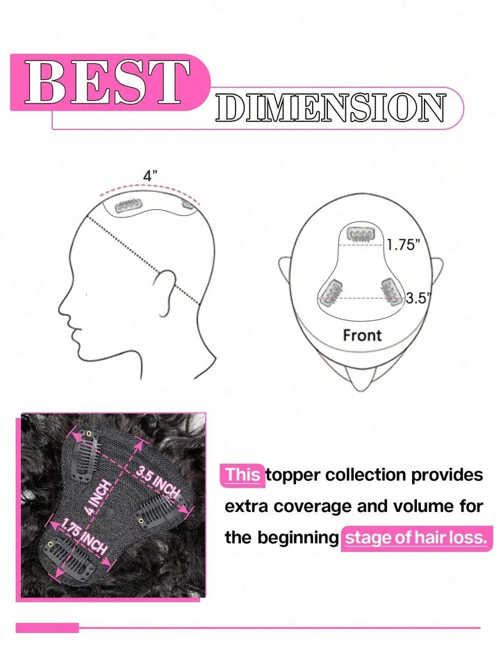 Natural Black Topper Hair With Bangs Human Hair Curly Wave Toppers For Women with Thin Hair Clip In Hair Extensions Daily Use 250529