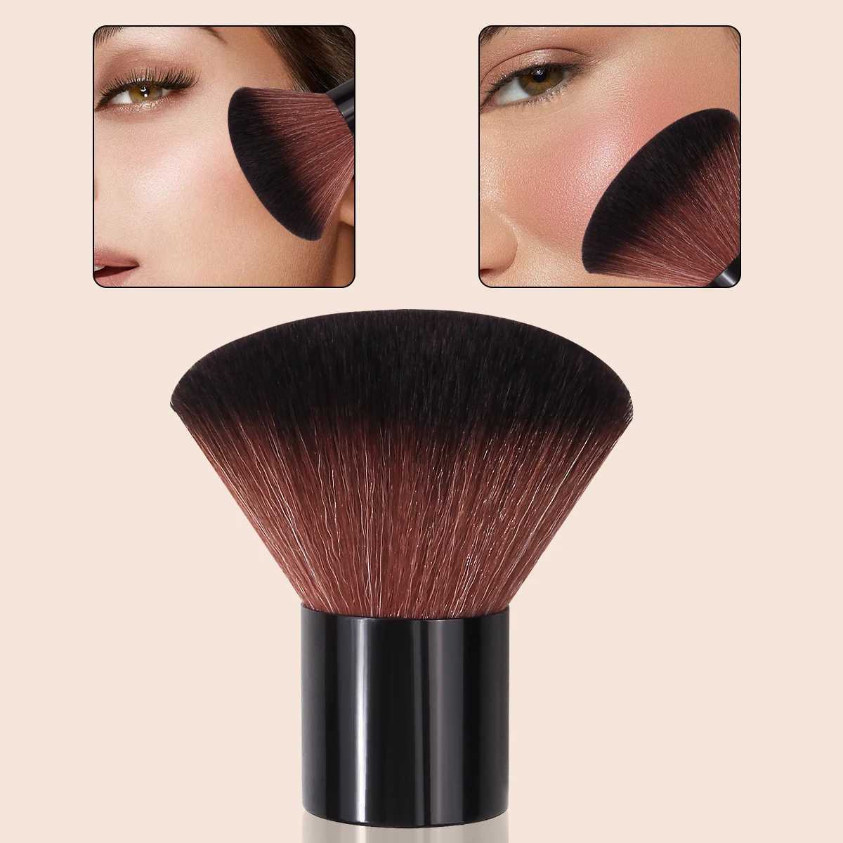 1PC Oval Makeup Brush for B Powder Bronzer - Soft Nylon Multi-Use Portable Nail Dusting Face Cosmetic Tool W250605