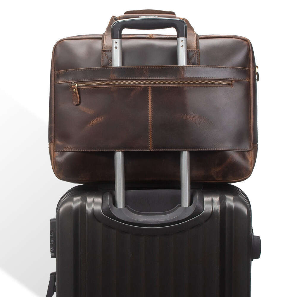 Genuine Leather Fashion Handbag 17inch Laptop Briefcase Men's Large Capacity Travel Bag for Business Trips