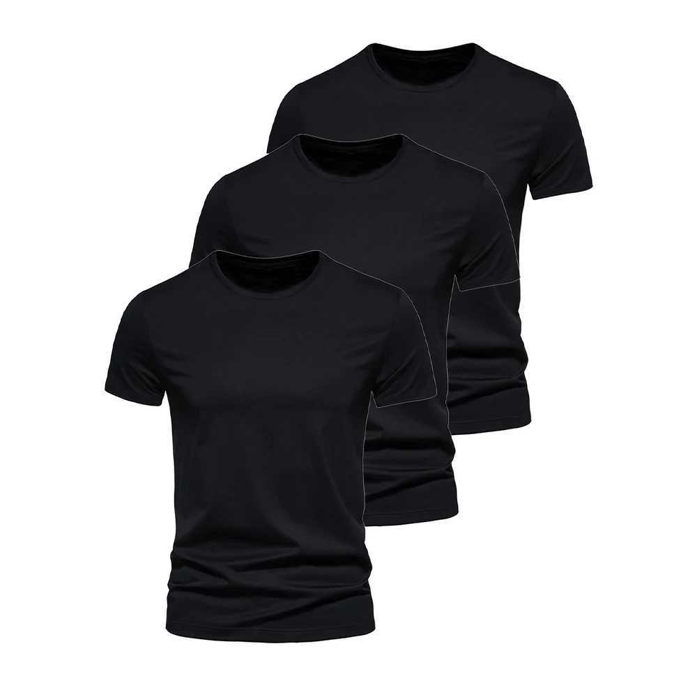 3Pcs Men T-shirt O-neck Fashion Design Slim Fit Soild T-shirts Male Tops Tees Short Sleeve T Shirt For MenC250605