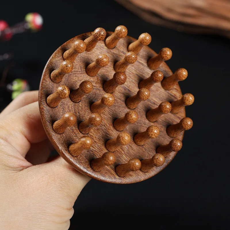 Natural Sandalwood Air Cushion Comb Portable Scalp Massage Detangling Brush for Curly Straight Hair 250603