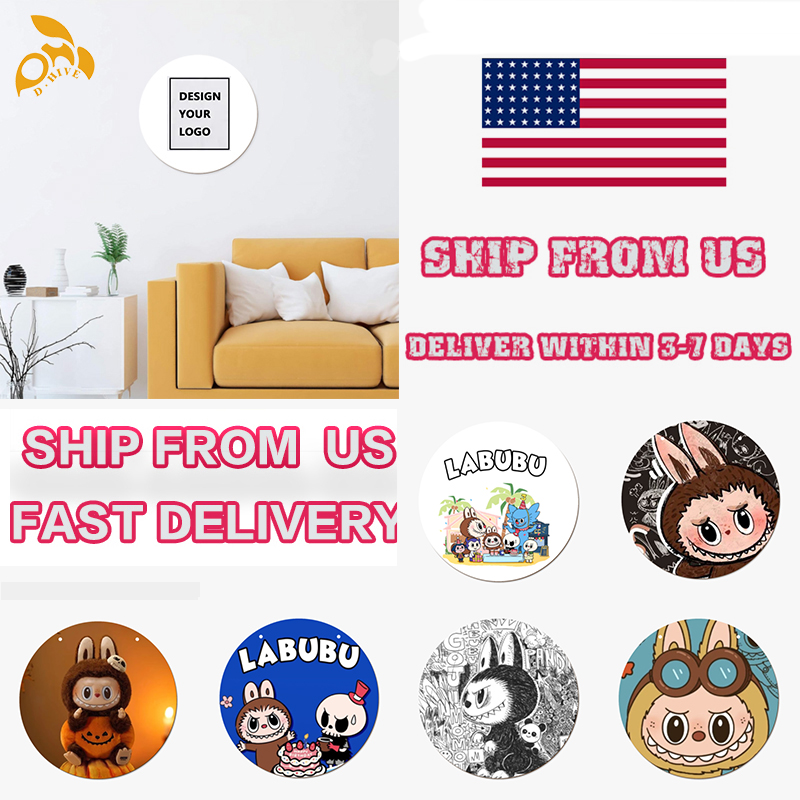 Free shipping new customized Home Decor Decoration Decorative Circular wooden board painting DIY Labubu