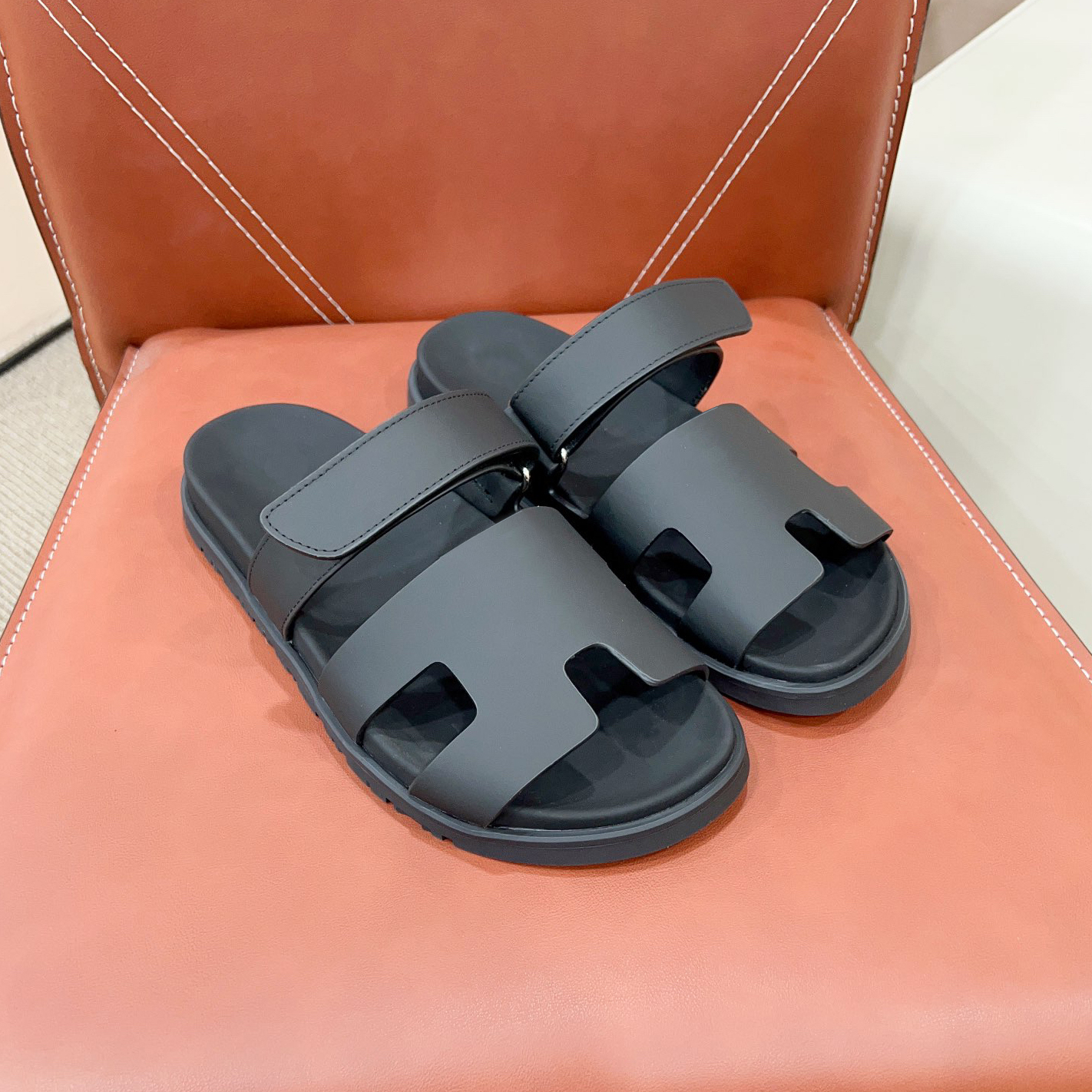 Chypre Designer Sandals Fashion Women Men Slides Lady Gentlemen Colorful Canvas Letter Flat bottom double tape Anatomic Leather slide style Model A+
