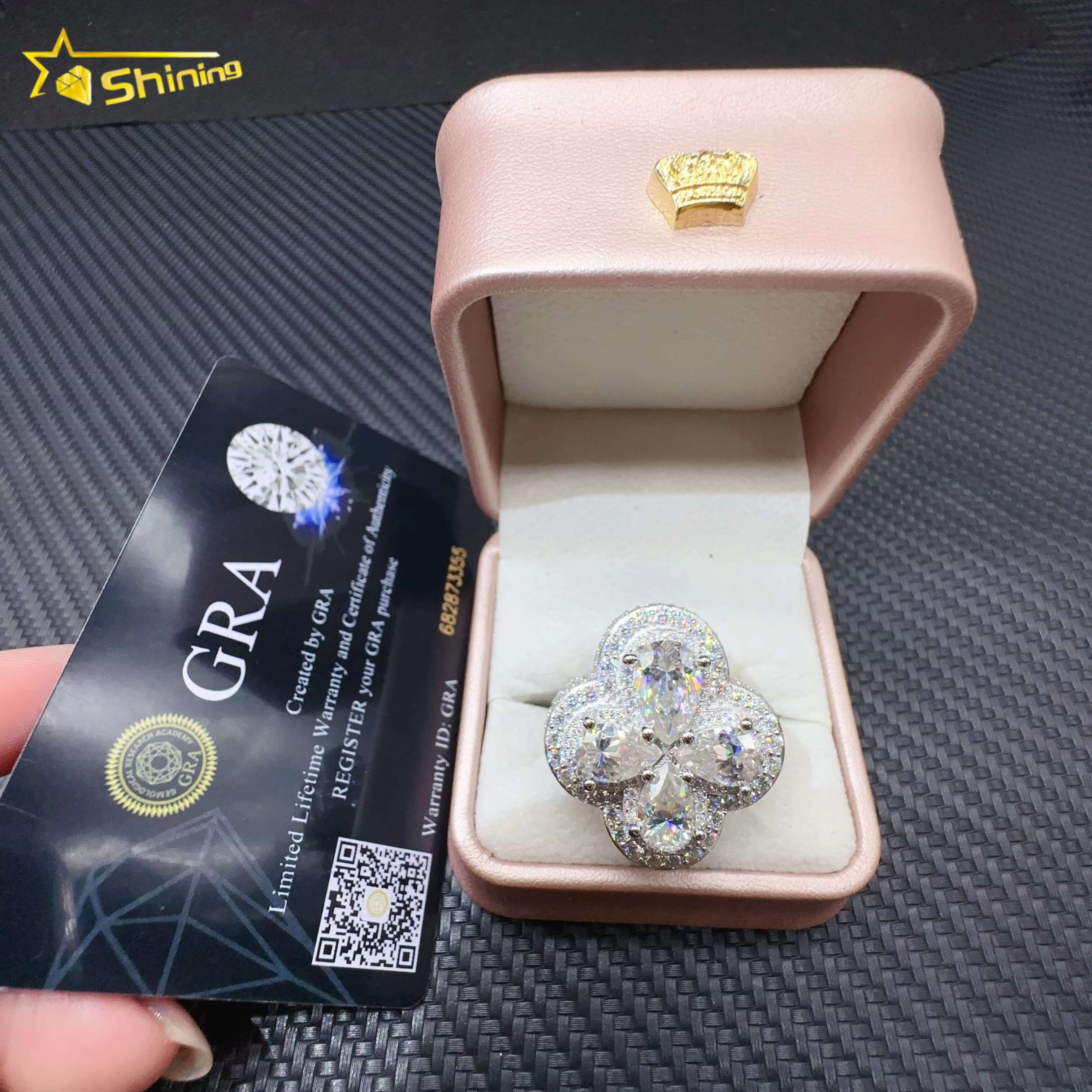 Hip Hop Iced Out Rings Custom Lab Diamond Vvs Moissanite Iced Out Jewelry Cross Ring