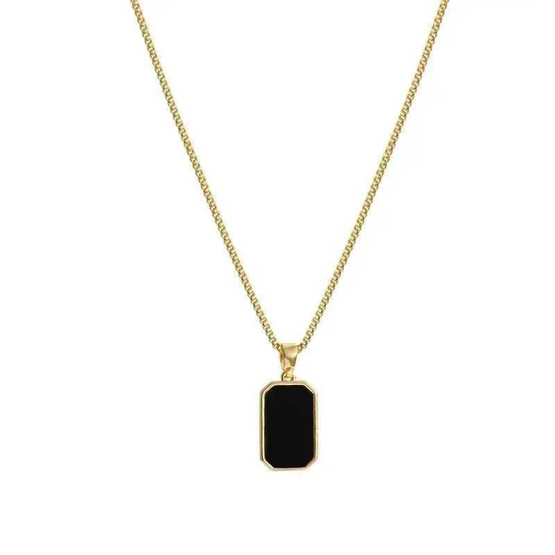 Fashion Square Necklace for Women Korean Black Geometric Pendant Necklace Collar Neck Gold Color Chain Charm Jewelry Party Gift XJ250604