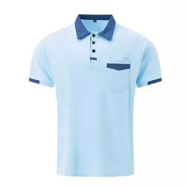 Summer Fashion Casual Mens Color-matching Pocket POLO Shirt Mens Business All-match Sports Polo Shirt Men Clothing XJ250605