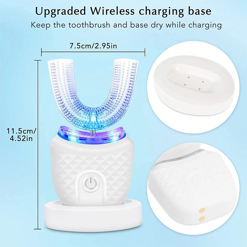 Wireless chargeable silicone bristle portable cleaning automatic toothbrush high quality u-shaped electric toothbrush 250604