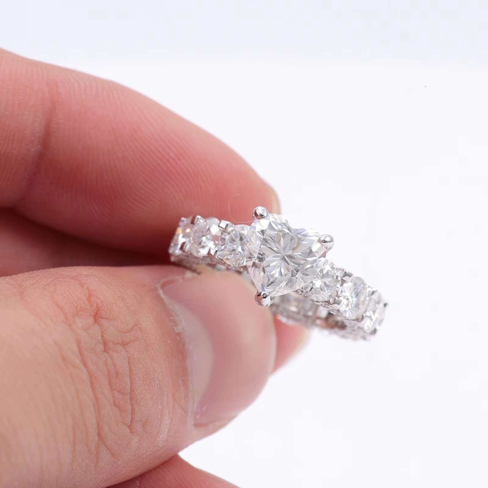 High Quality 14K White Gold Ring DEF Heart Shape VVS 2.8ct White Moissanite Diamond Ring Engagement Wedding for Women
