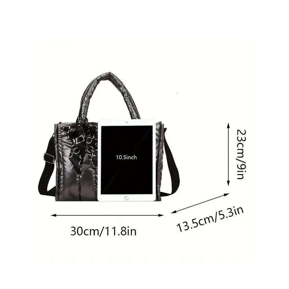 Elegant Totes with Silk Scarf Accent Quilted Crossbody Bags for Women Casual Solid Color Padded s Shoulder Bag