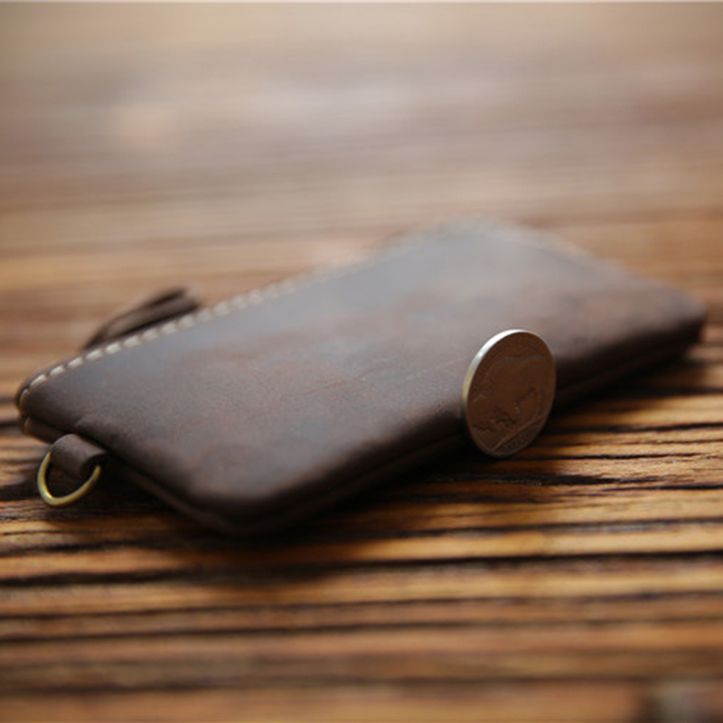 SIMLINE Genuine Leather Key Wallet For Men Male Real Cowhide Vintage Handmade Small Key Bag Case Holder Organizer Housekeeper