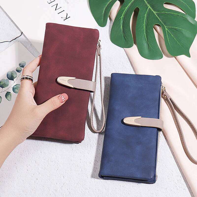 New autumn winter long purse women Europe and the United States retro PU zipper buckle handbag simple fashion trend street p