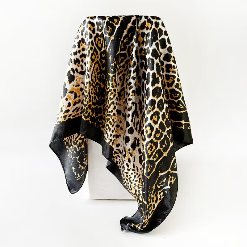 T892 Middle Eastern headscarf silk satin square scarf leopard print scarf