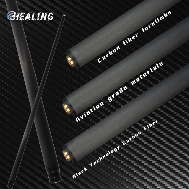 OKHEALING 29in Carbon Fiber Pool Cue Single Shaft, Tip 12.4mm, 12.9mm, 3/8 * 8, 3/8 * 3 Joint Bakelite, Pigskin tip Low Deflection Technology, Ultra-S