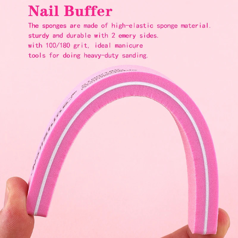 60Pcs Nail Files Sponge 100/180 Grit Moon n Buffer Block Double Side Files For Finger Colorful Foam Tools 250605