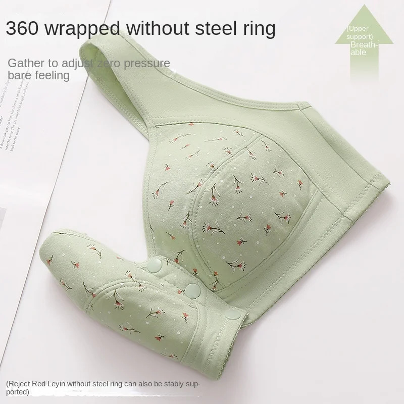 Mother Kid Underwear Vest Bra Large Size Elderly Women Comfortable Breathable No Underwire No Sponge Convenient Front Button Bra 250530