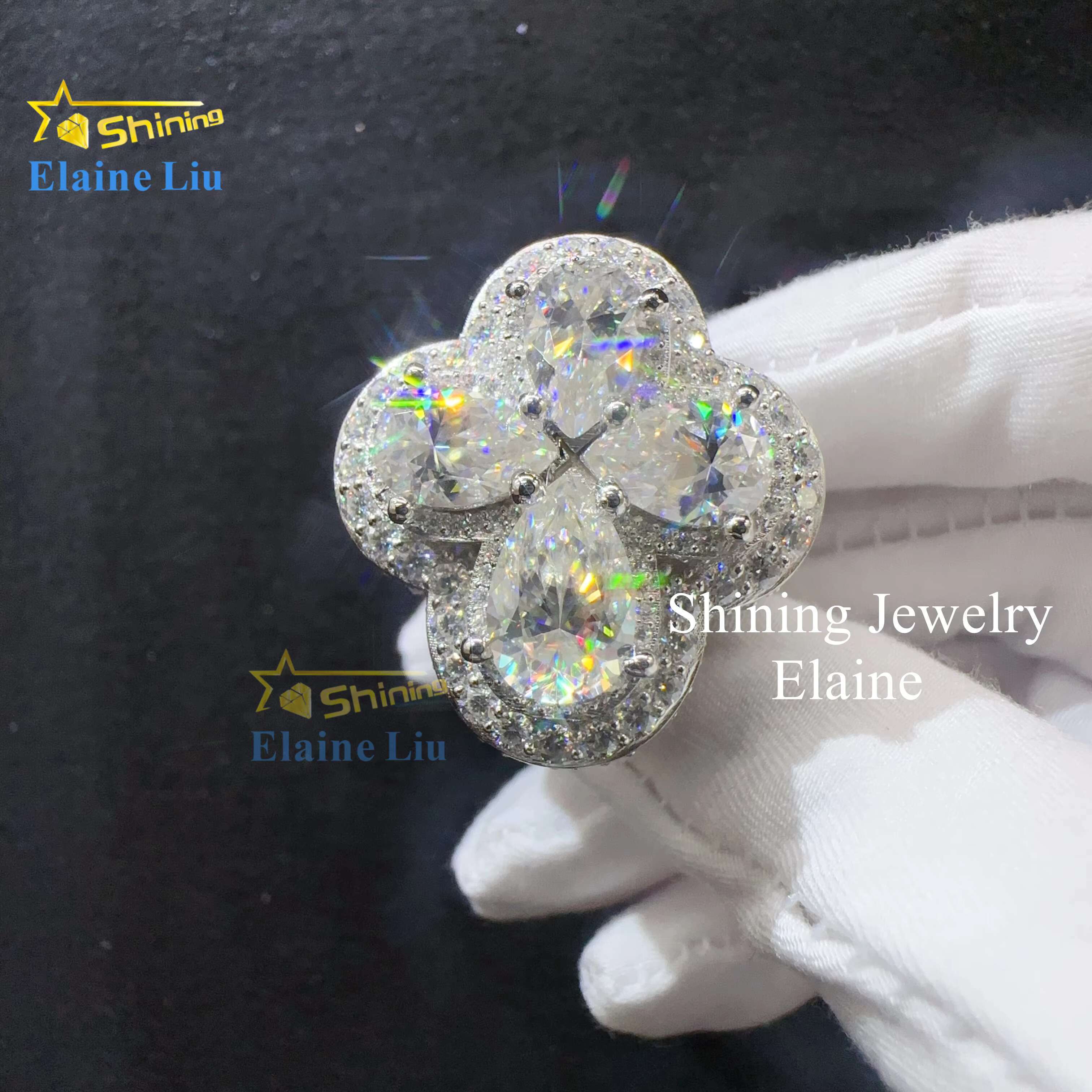 Pass Diamond Tester Sterling Silver Vvs Moissanite Ring 18k Gold Fine Jewelry Rings