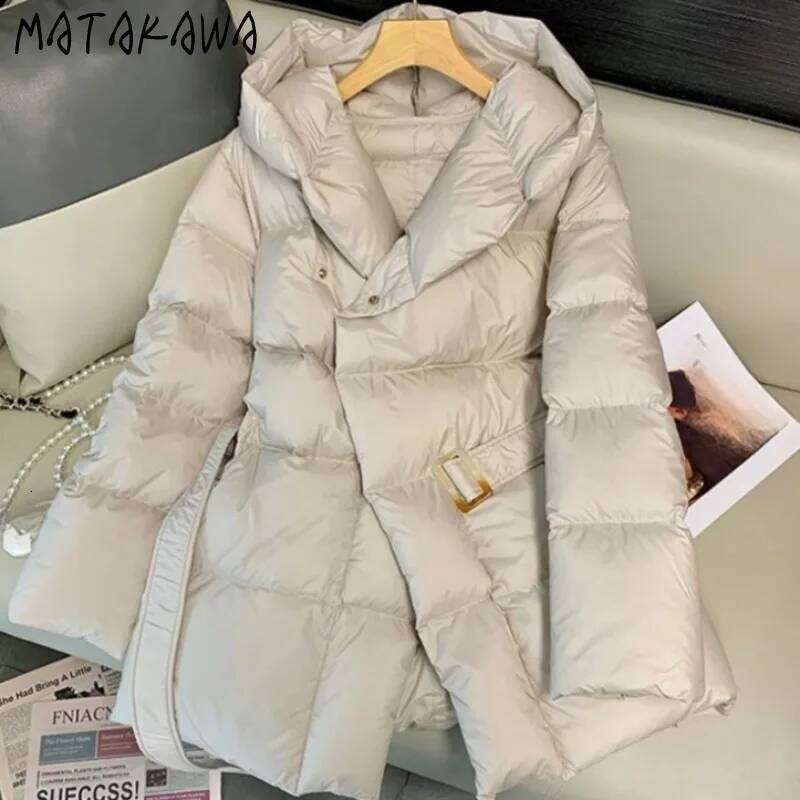 Coats Designer Women Matakawa Hooded Autumn Winter Jackets Women Korean Fashion Thick Warm Vintage Parkas Coats Solid Basics Simple Chaquetas Designer