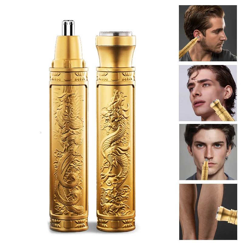 Nose Hair Trimmer Clear Nostrils Small And Convenient Washing With Knife Head Unisex Golden Dragon And Phoenix Nose Hair Trimmer 250604