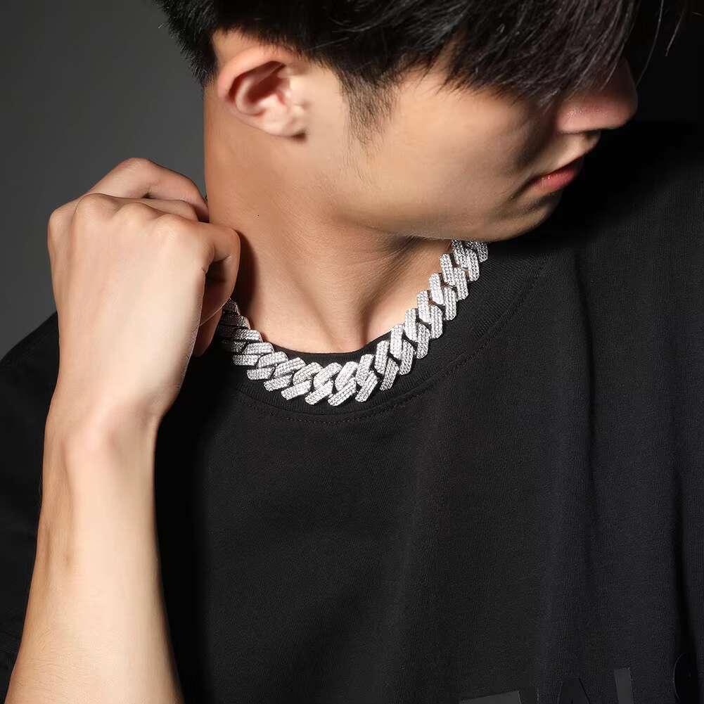 19MM Moissanite Bracelet Cuban Rose Gold Cuban Link Chain Mossinate Diamond Cuban Chain Necklace