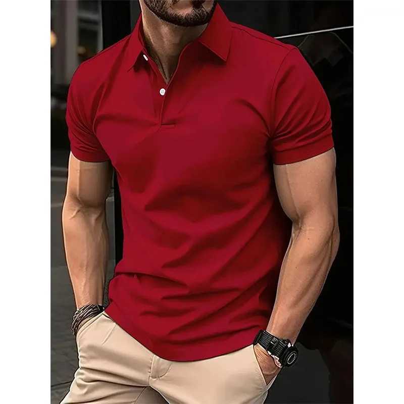 New Mens Solid Color Top Cotton Lapel Casual Short-sleeved POLO Shirt XJ250605