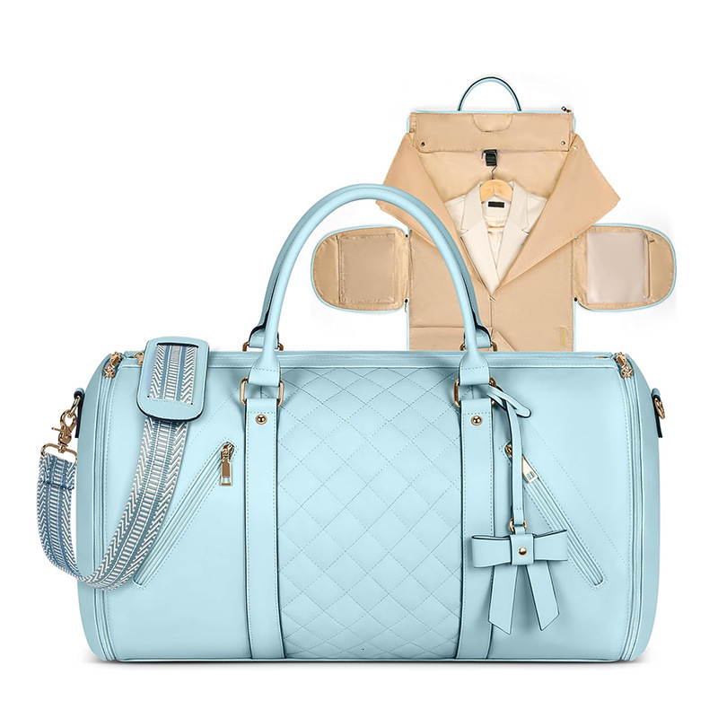 New Women's Travel Leather Convertible Duffel with Shoe Pocket Carry-on Clothing Bag