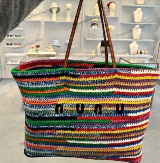 Shoulder Bags Designer Rainbow Tote Bag Crochet Tote Bag Crossbody Weave Hobo Beach Bag Summer School Handbag Shoulder Beach Travel Handbags