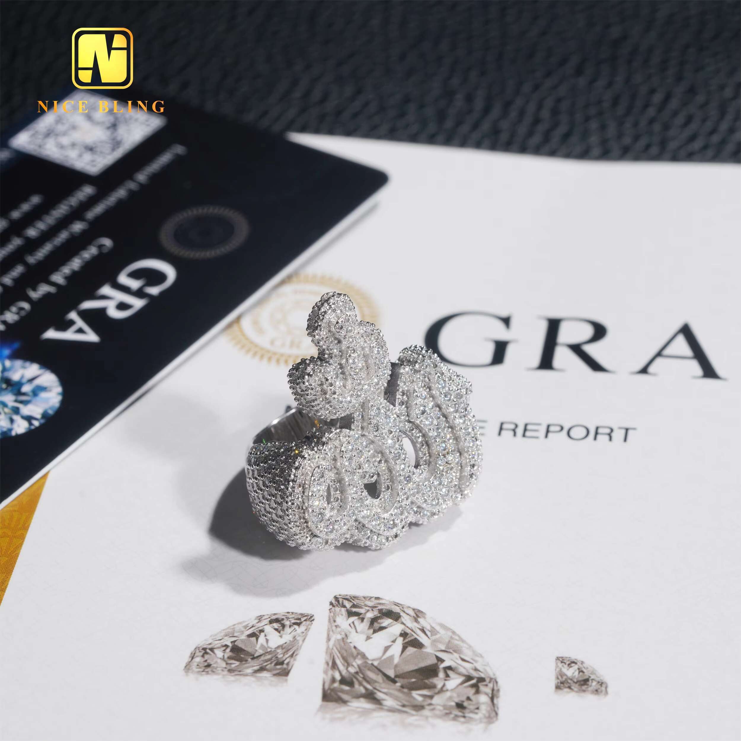Iced Out Moissanite Diamond Rings Allah Design Fashion Hip Hop Men Engagement Rings 925 Sterling Silver Jewelry