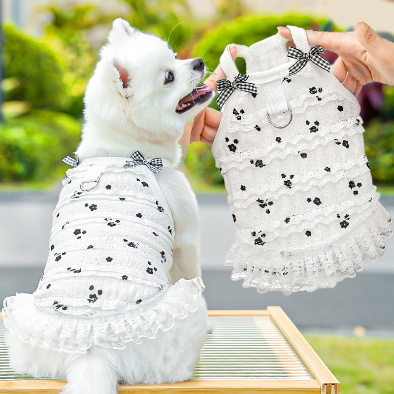 Summer Dog Dress Ruffle Trim Girls Dog Princess Dress Flower Print Pet Clothes for Small Medium Cats Dogs Kitten Puppy