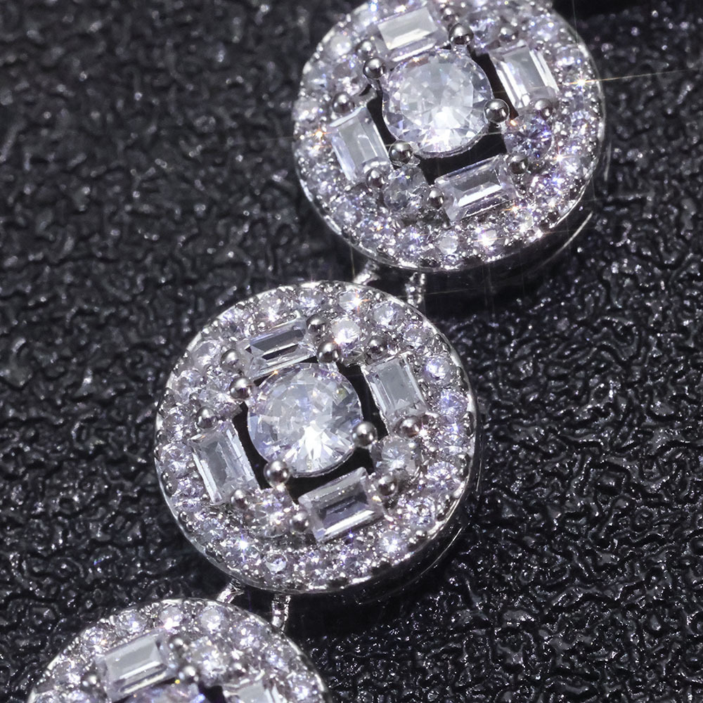 Hip Hop Mixed Inlaid T Square Moissanite Bracelet Jewelry Round Rock Candy Chain High-end Niche Mens Bracelet