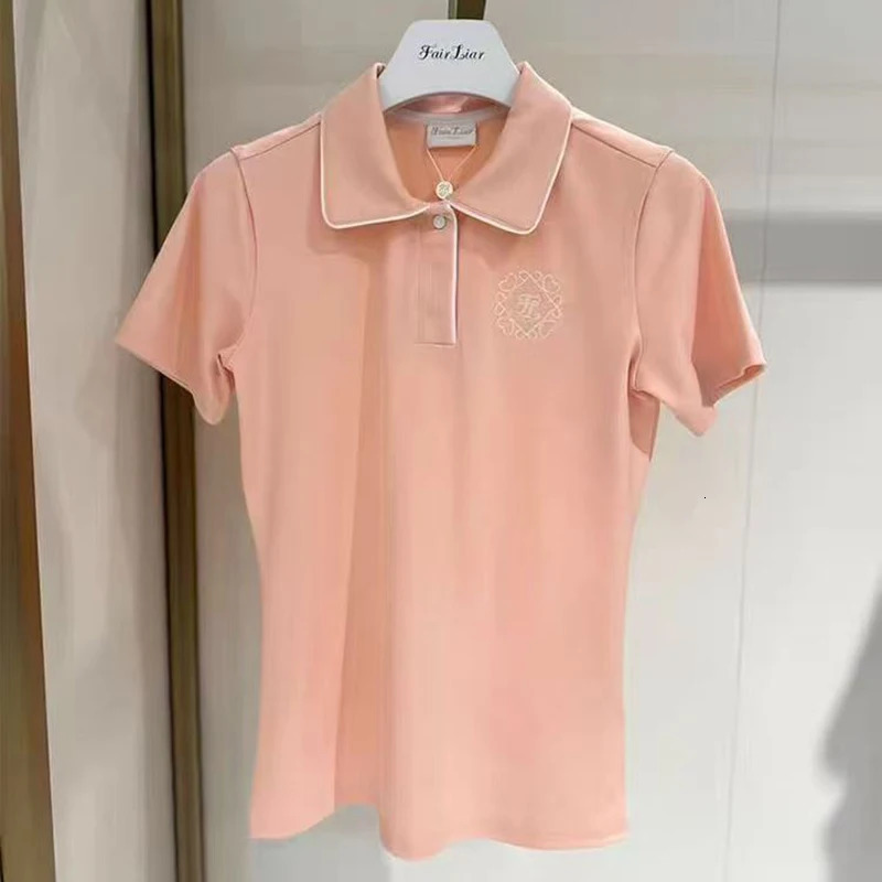 Womens Golf Clothing Fashion Polo Shirt Summer Short Sleeve Breathable Skin Friendly Slim Fit Versatile 250604