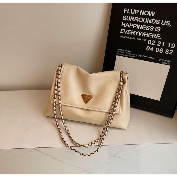New Women PU Shoulder Bags Chain Crossbody Bag Large Capacity Tote Bags Fashionable Versatile Casual Style Simple Exquisite Brown Free shipping Classi