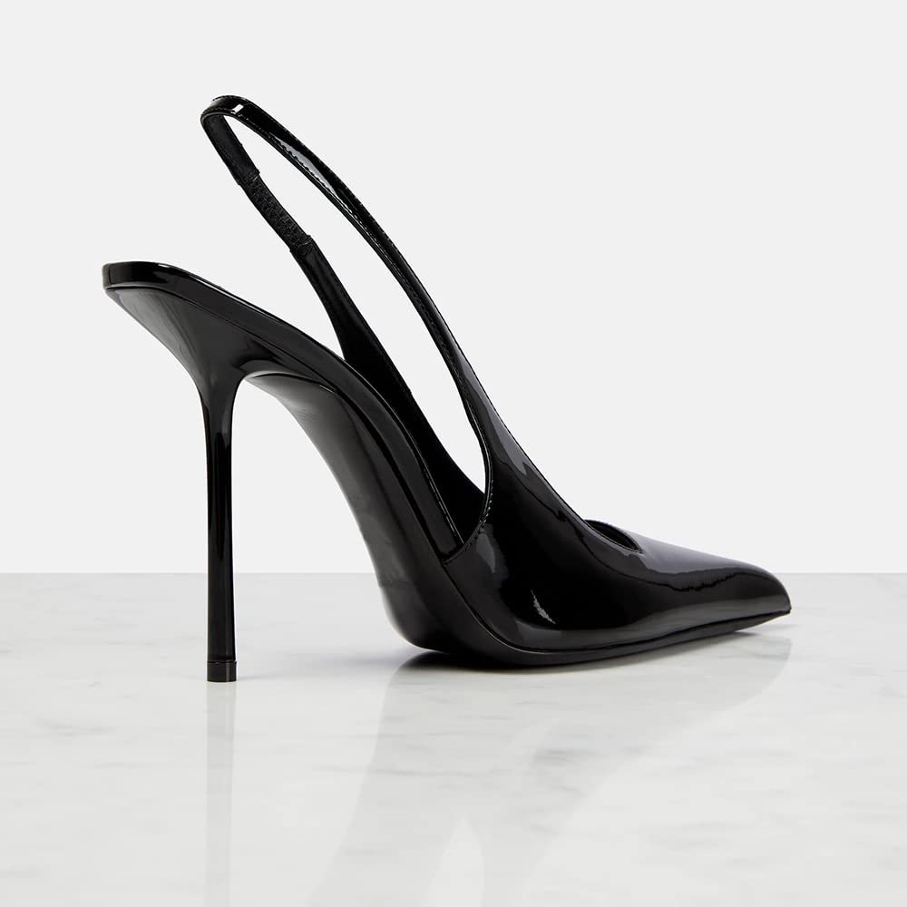 arqa womens pointed toe high stiletto heels slingback stretch slipon pumps backless patent leather fashion dress shoes for women