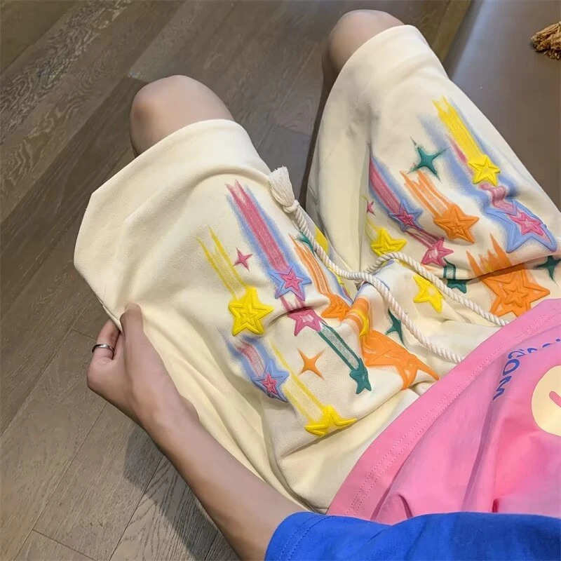 Summer Running Shorts for Men Casual Jogging Sport Short Pants Pattern Print Color Drawstring Loose Dry Gym Sports Shorts 250529