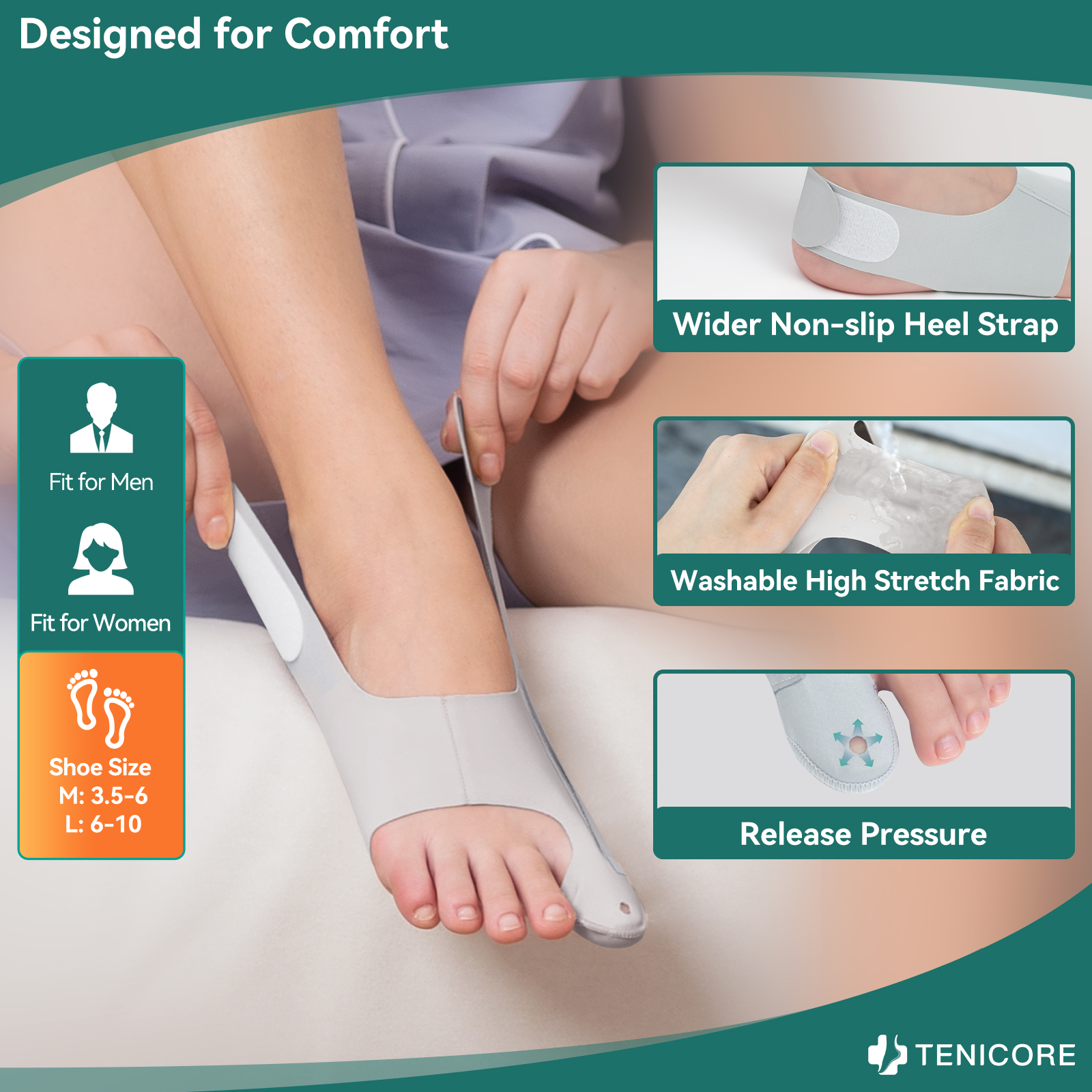 2 Pack Bunion Corrector for Women & Men, Orthopedic Bunion Splint for Hallux Valgus Pain Relief, Big Toe Separator, Adjustable Comfortable Hammer Toe 