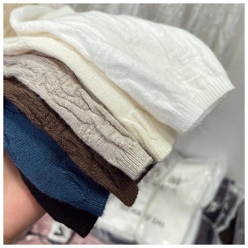 2025 Knitted Halfturtleneck Pullover Bottom Shirts Sweater Jumper Elegant Korean Fashion Short Sleeved Tops Knitwear 250530