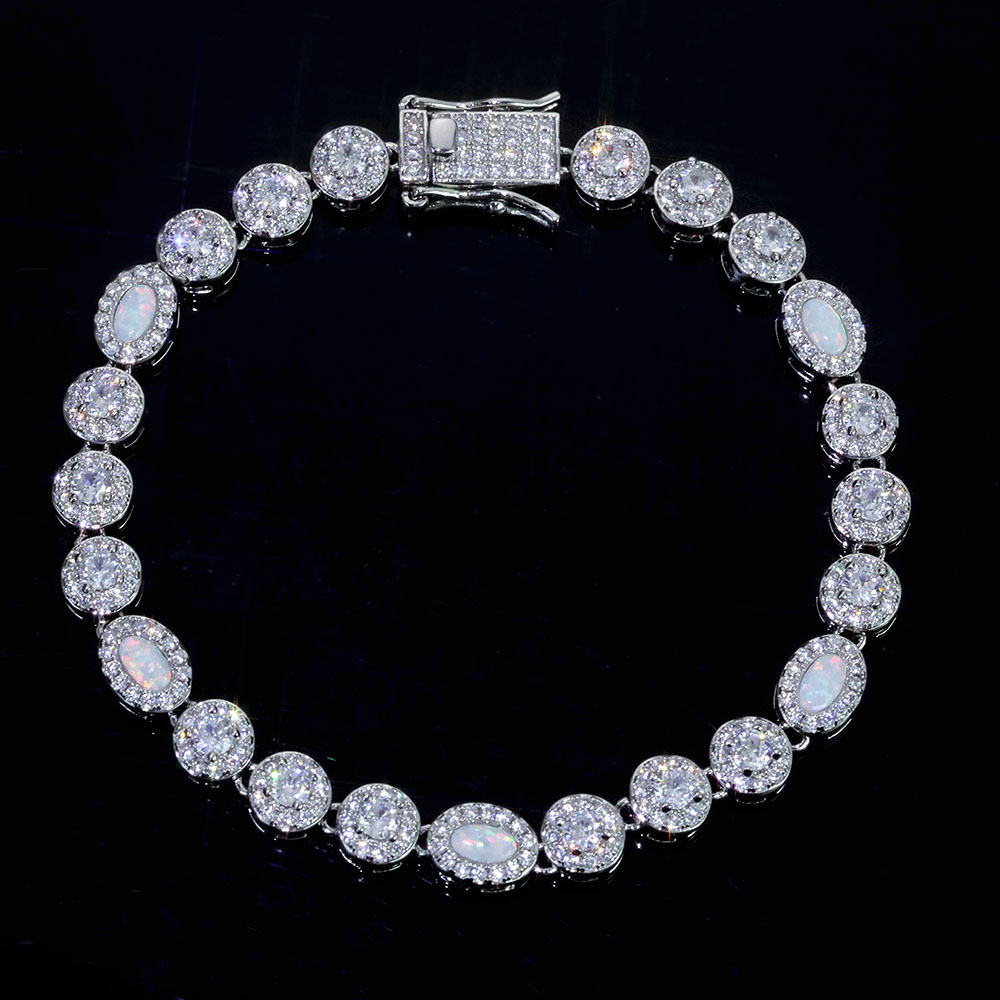 Hip Hop Jewelry Moissanite Bracelet Versatile High-end Opal Bracelet Trendy Mens Light Luxury Bracelet