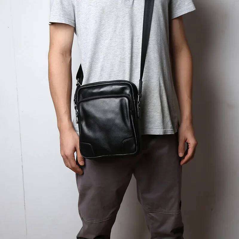 Casual Top Layer Cowhide Crossbody Men's Versatile Backpack Single Shoulder Soft Leather Simple Small Bag