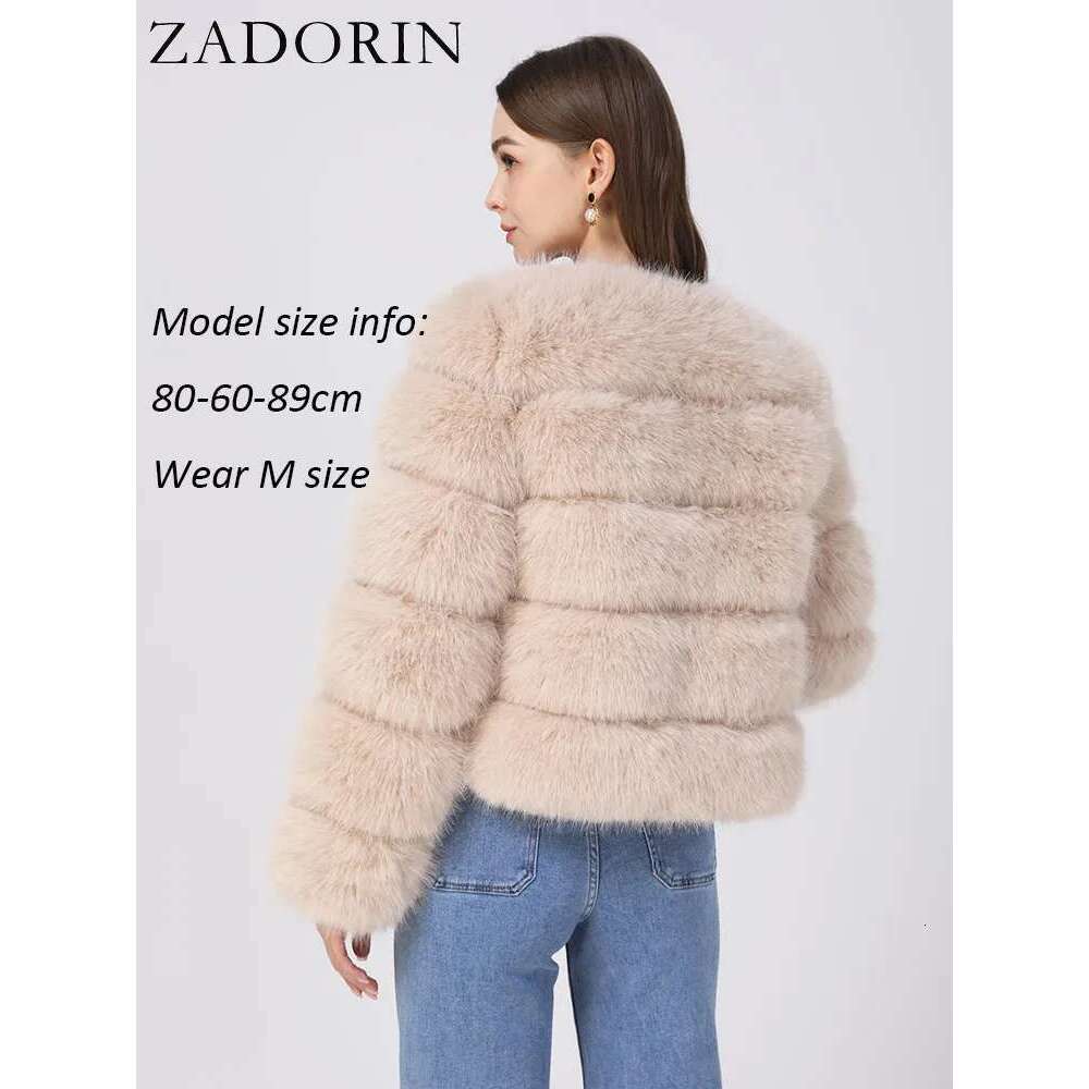 ZADORIN Long Sleeve Faux Fox Coat Winter Fashion Thick Warm Coats Outerwear Fake Fur Jacket Women Clothing