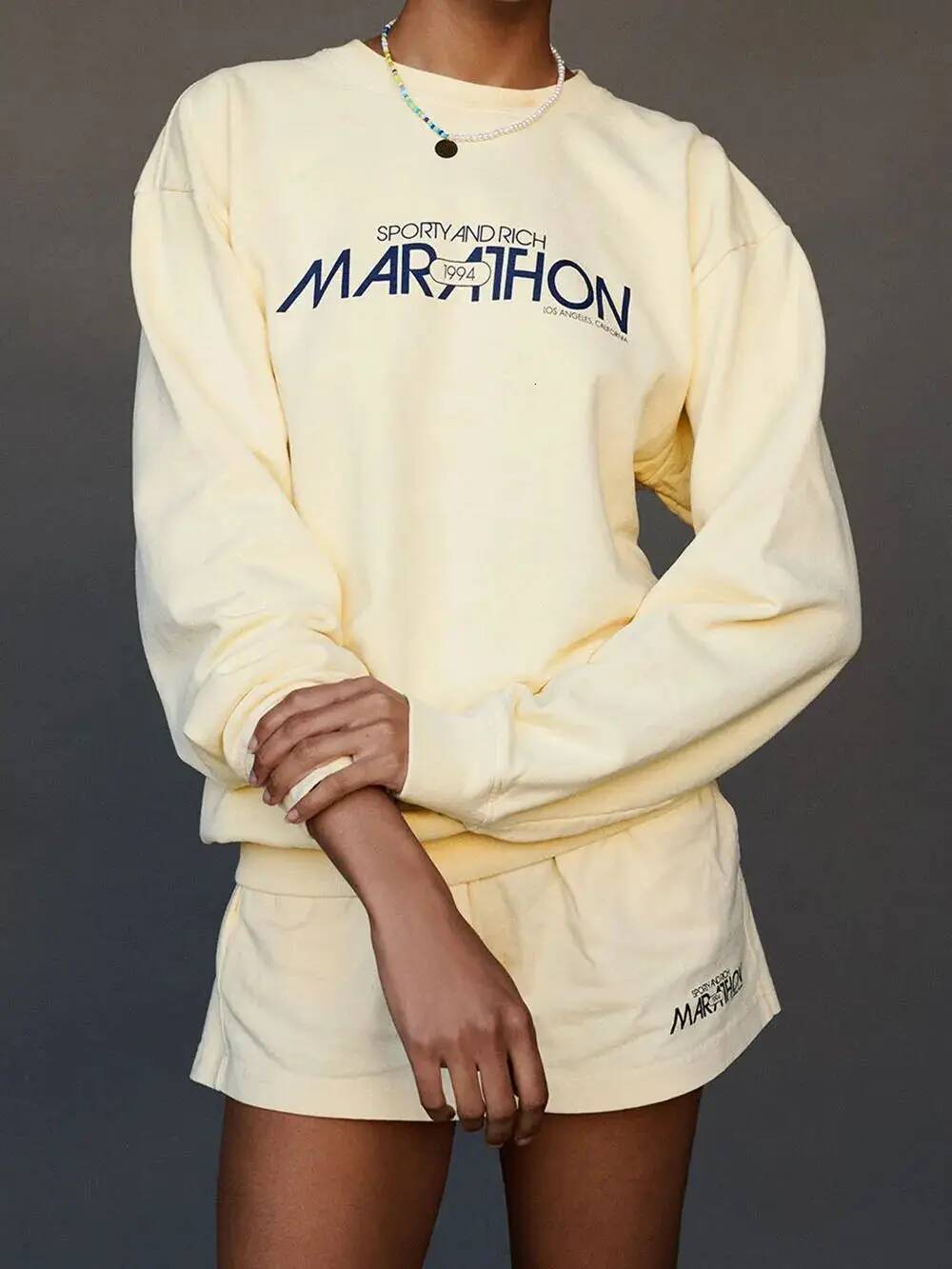 ZESSAM Yellow Running Sporty Letter Graphic Print Sweatshirts Unisex Long Sleeve Female Pullover Vintage Casual Lady Top 2025