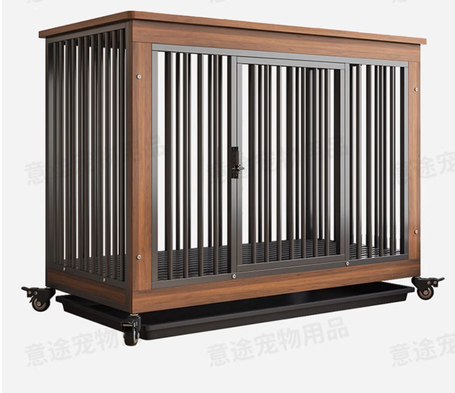 Luxurious Wooden Pet Kennel: Spacious Dog Cage with Built-In Toilet Suitable for Larger Breeds