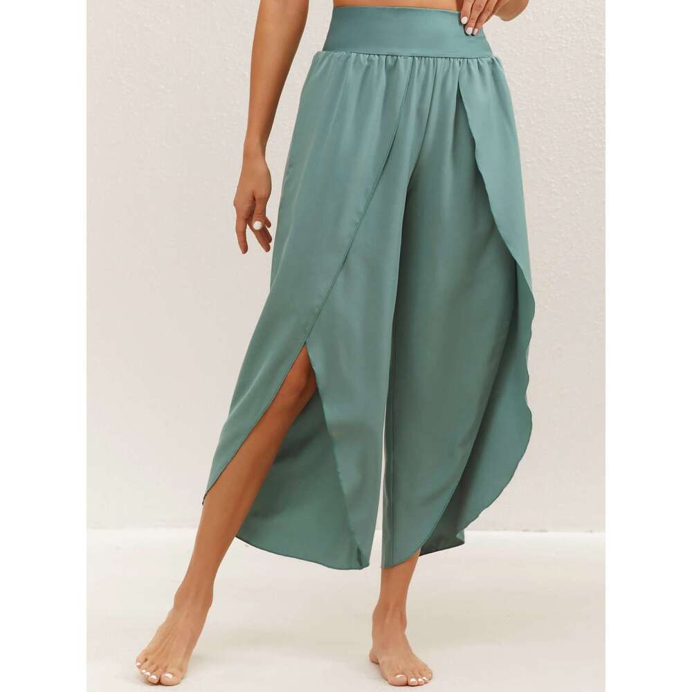 Spring Summer New Fashion Versatile Slimming High Waist Split Long Pants Loose Casual Yoga B5