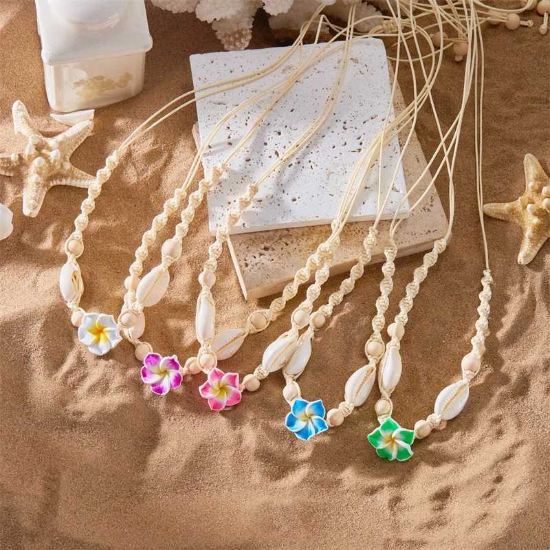Bohemia Sea Shell Choker Necklace For Women Fashion Summer Sweet Flower Pendant Hand-woven Rope Neck Chain Jewelry Accessory XJ250604