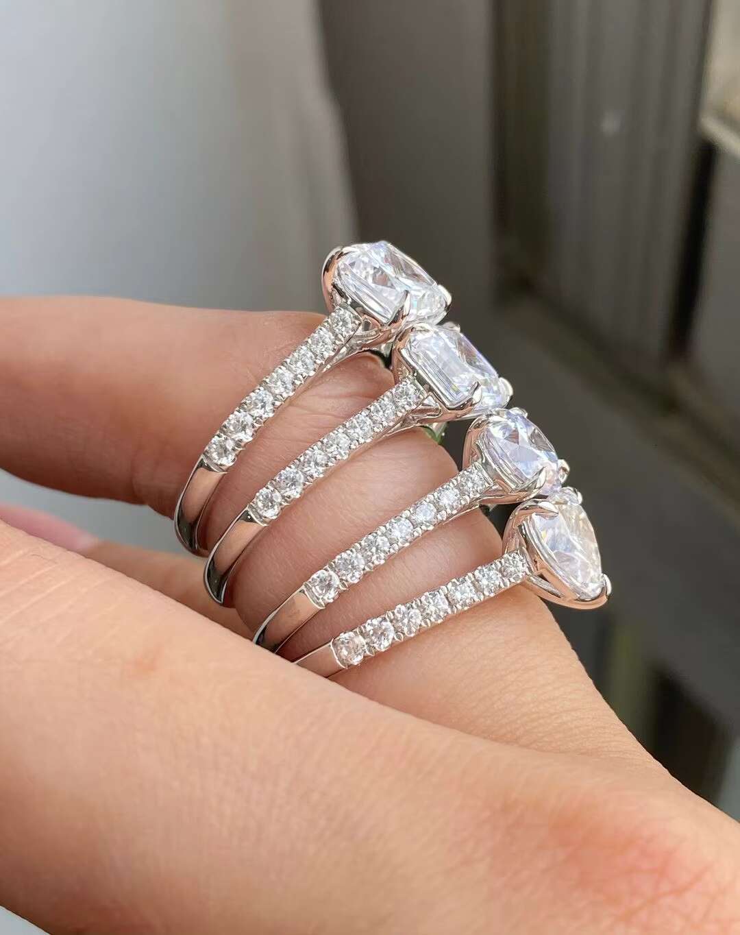 10k white gold 2ct mosan ring with different cut shapes defvvs1 moissanite diamond engagement ring with gra