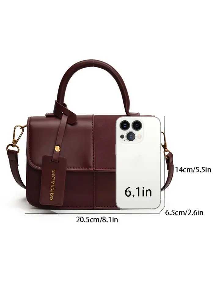 Burgundy PU Leather cross color design niche handbag versatile crossbody small square bag Y250718