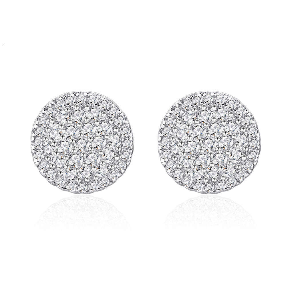 DHGadges 2025 S925 Silver Micro Pave Round Stud Earrings Simple European Style Fashion Jewelry for Women