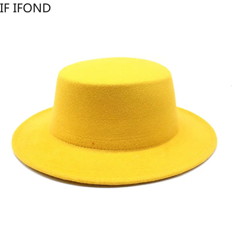 Autumn Winter Kids Felted Fedoras Hats for Boys Girls Solid Woolen Flat top Jazz Caps Childs Formal Dress Hats 250605
