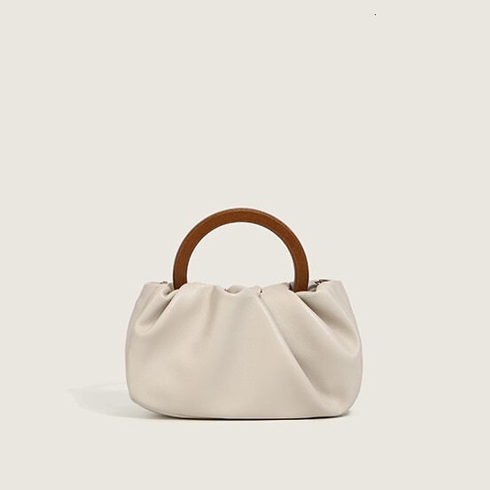 Women's new niche design fashionable wooden handle pleated cloud handbag designer large capacity women's crossbody bag